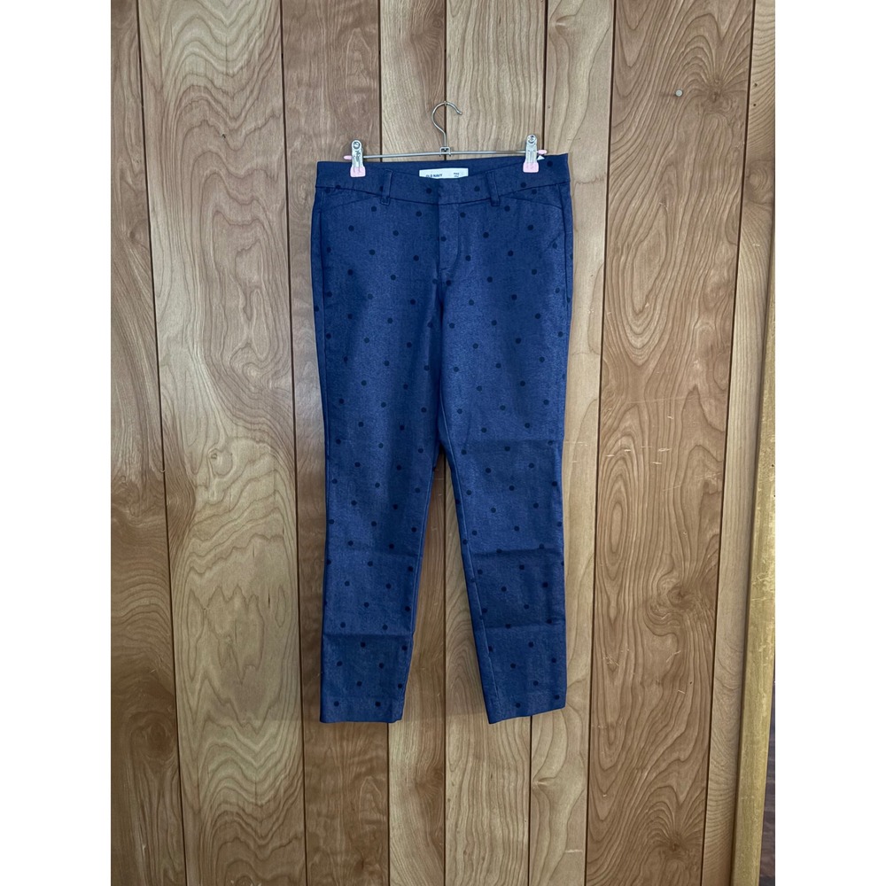 Old Navy Pixie Ankle Pants Blue Polka Dot Stretch Trousers Size 4 Slim Fit